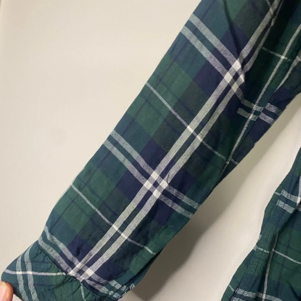 South Moon Under Green Blue Plaid Long Sleeve Button Down Western Shirt Small
